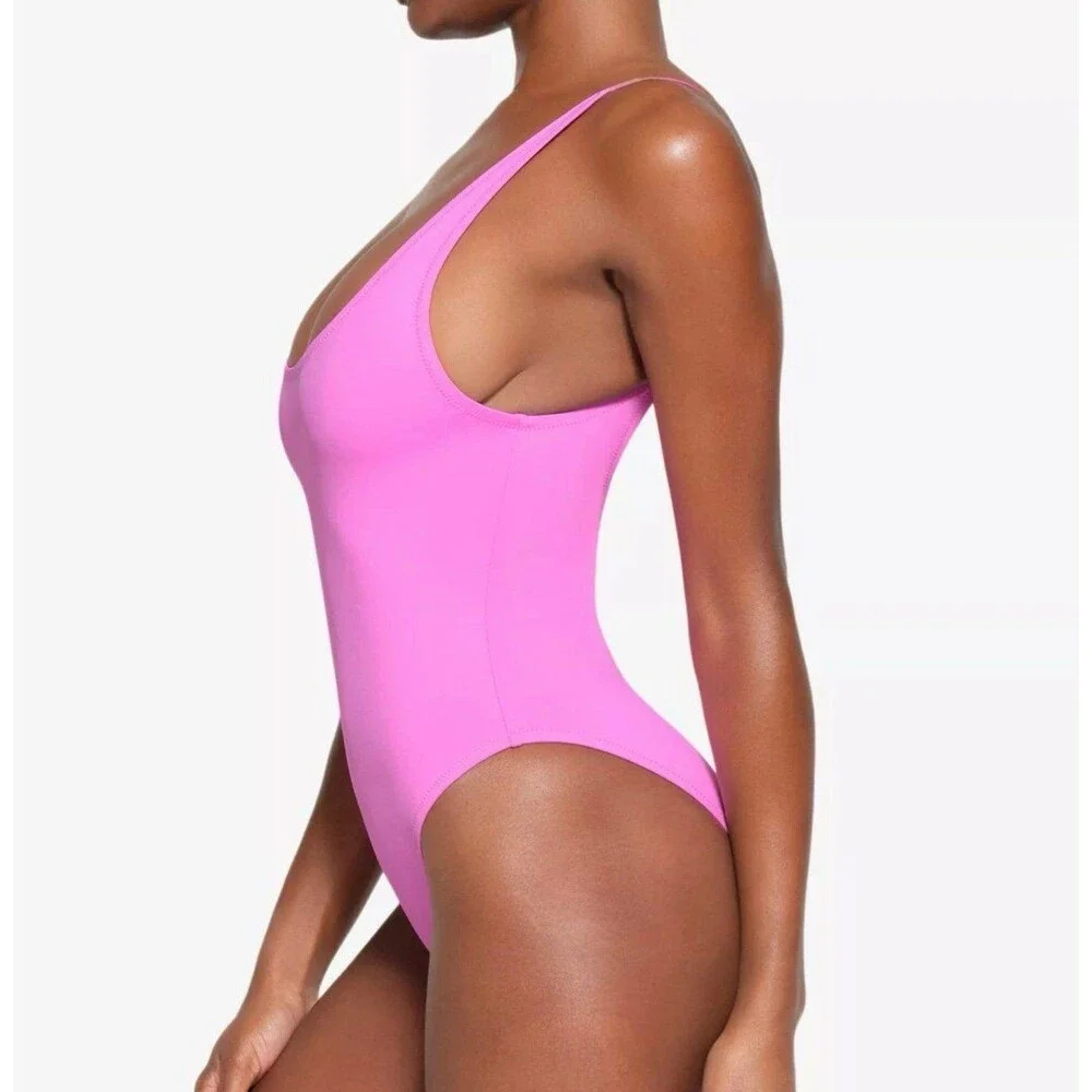 Recycled Swim scoop neck one piece Neon Orchid